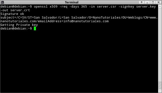 Generando el certificado SSL