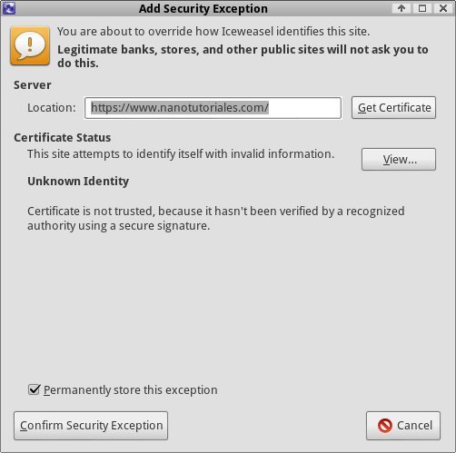 Verificamos el certificado SSL desde un navegador
